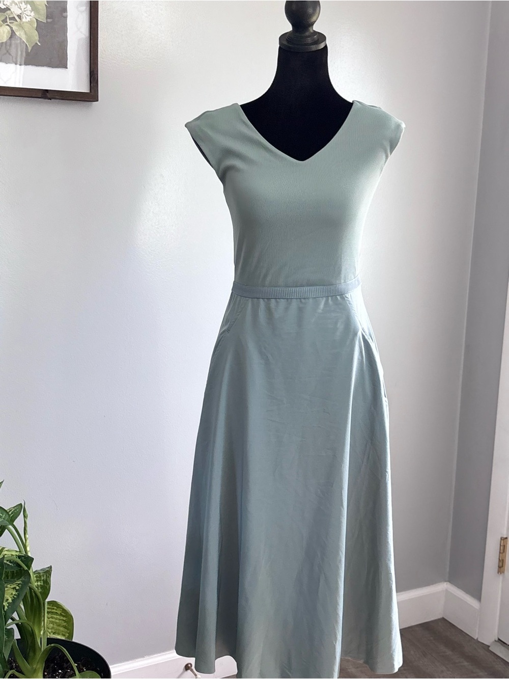 Athleta Light Sage V-Neck Maxi Dress